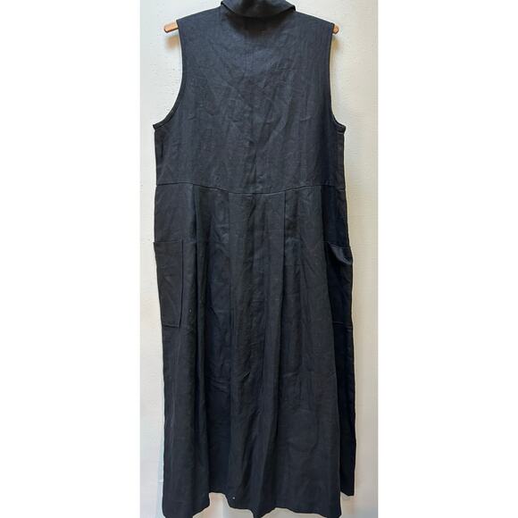 April Cornell for Cornell Trading Black 100% Linen Shirt Dress Oversized Medium - Picture 10 of 12